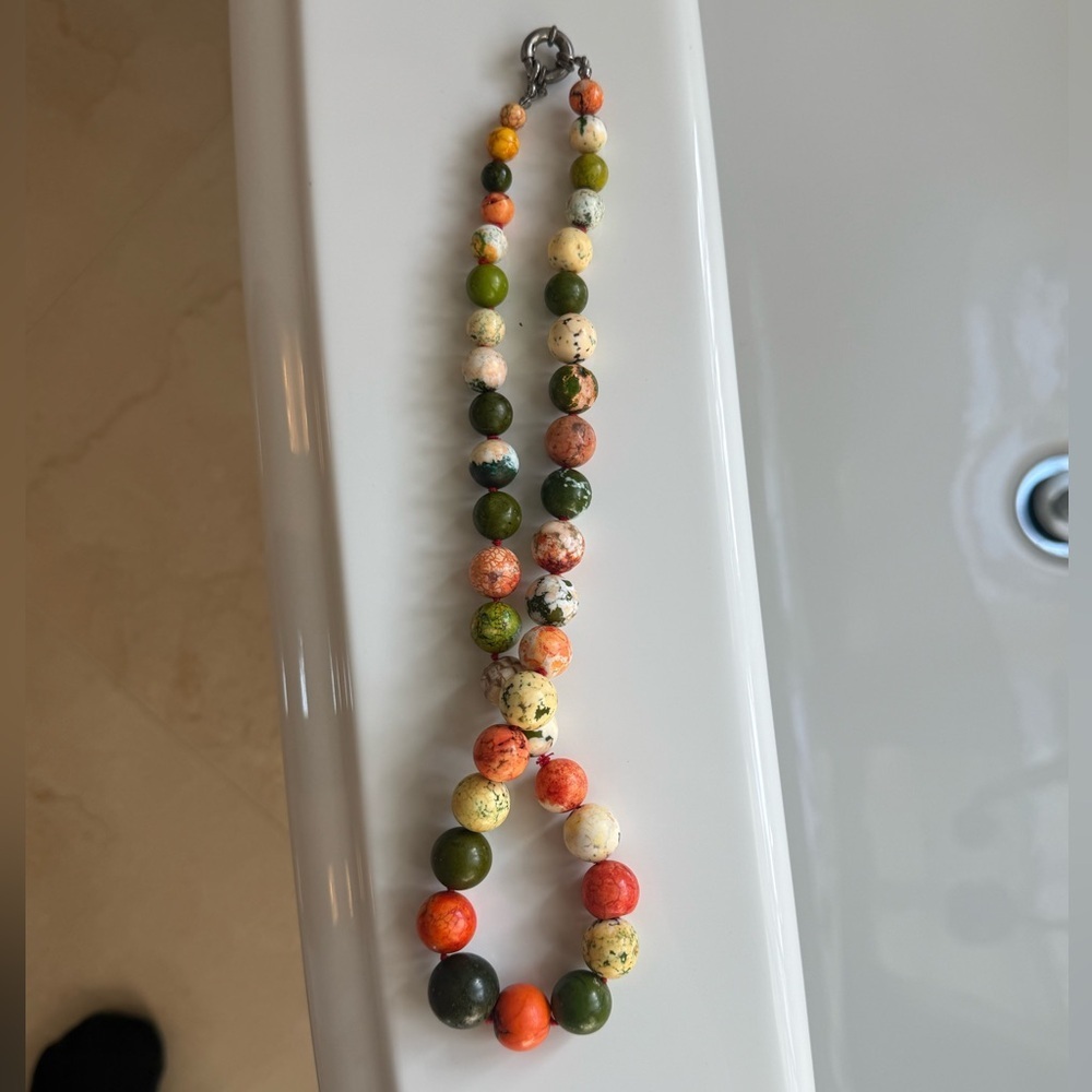 Multicolor Jasper Bead Necklace – Earth Tone Statement Piece - Picture 5 of 6